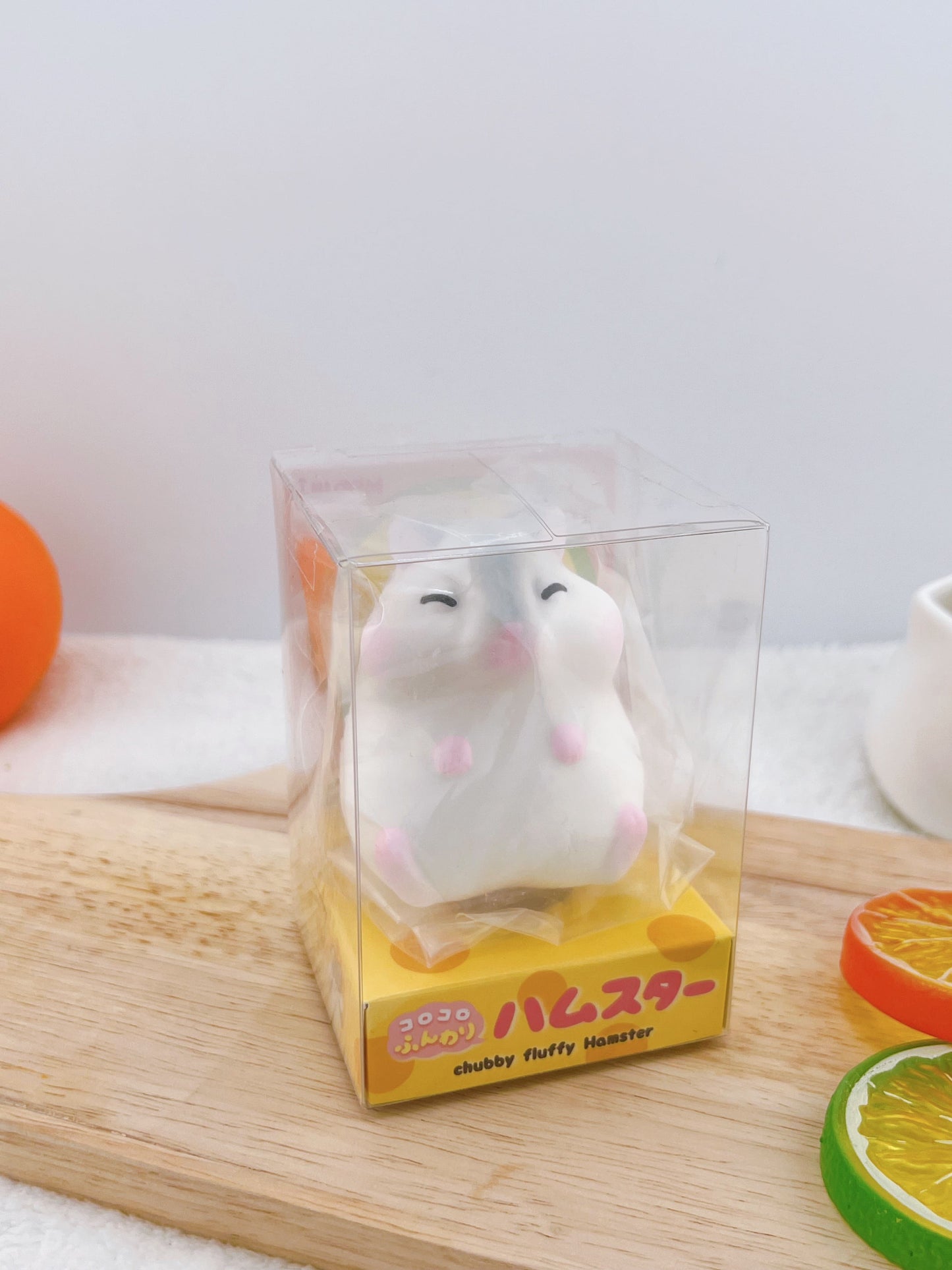 Chubby Fluffy Hamster - Pearl White Closed Eyes (Cotton Candy Scent)