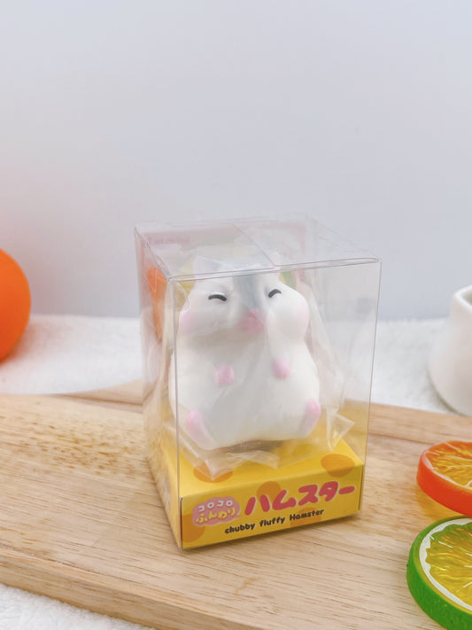 Chubby Fluffy Hamster - Pearl White Closed Eyes (Cotton Candy Scent)